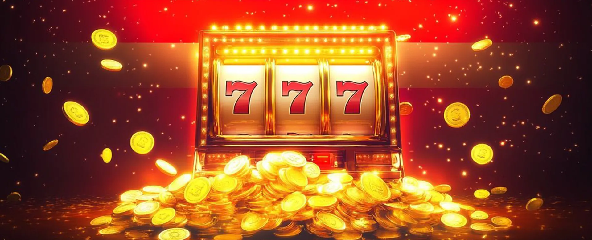A vibrant image of a lucky 777 slot machine, glowing with winning symbols, set against a dark, luxurious online casino background.