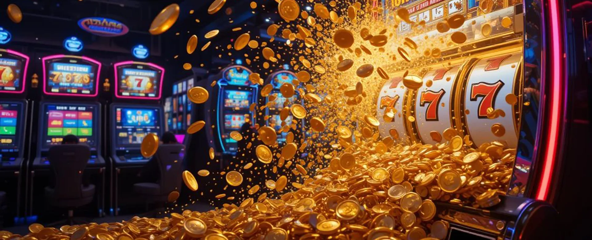 A vibrant online casino interface with '777' prominently displayed, symbolizing luck and success in online gambling in the Philippines. The background features a dark, luxurious theme with golden accents.